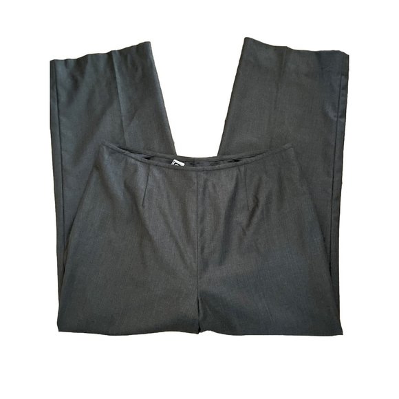 CARLISLE Gray‎ Side-Zip Wool Dress Pants High Waist Straight-Leg Size 14 - Picture 1 of 5